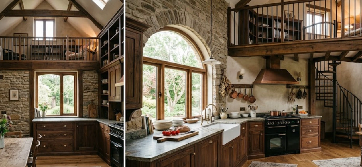 Vertical loft extension adding overhead plywood cabinets above an existing kitchen platform